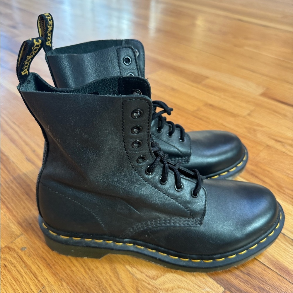 Dr. Martens Black Boots with Yellow Stitching